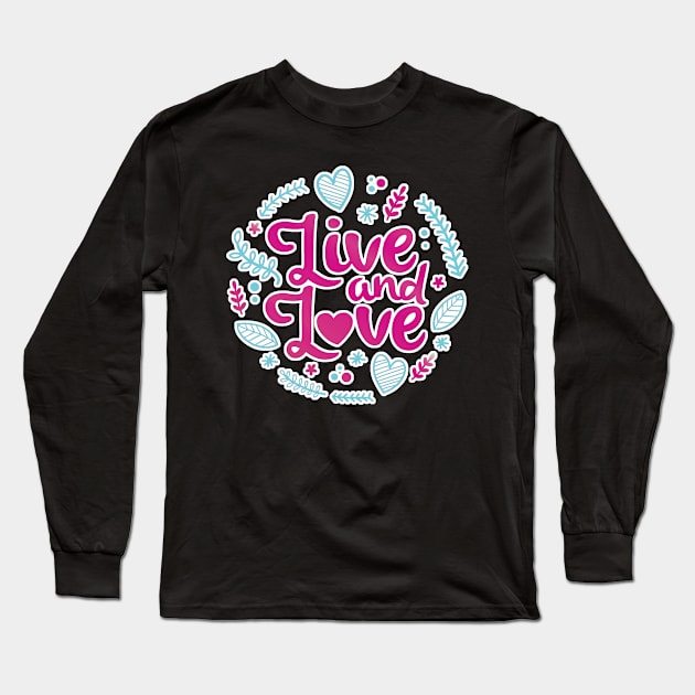 Live and Love Vapor Pastel Heart Pattern Long Sleeve T-Shirt by aaallsmiles